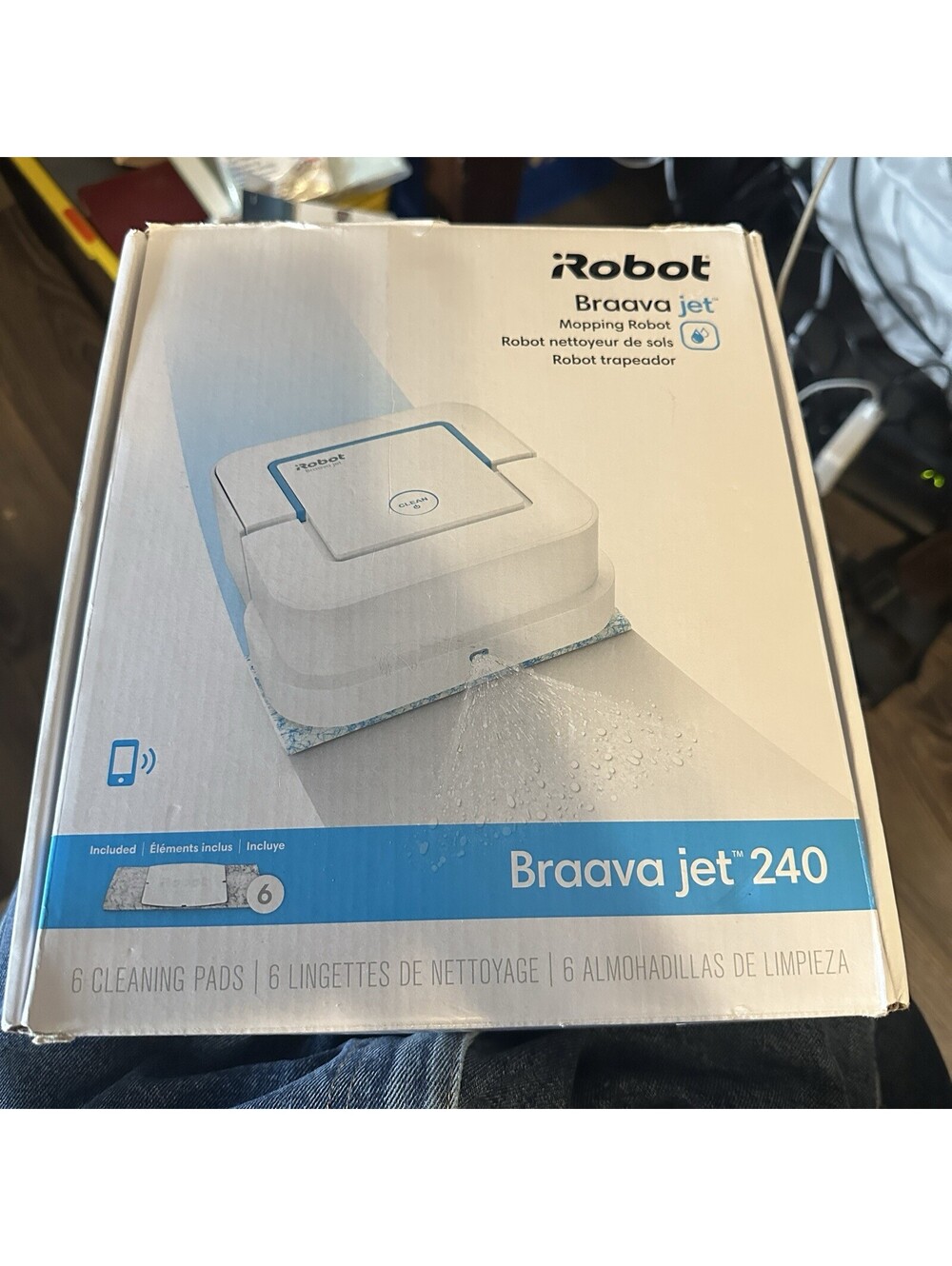 iRobot Braava Jet 240 Robot Mop Untested No Battery Charger For Parts w/ Box